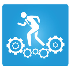 work force, business man walk on gears
