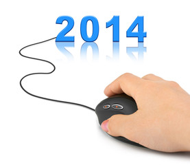 Hand with computer mouse and 2014
