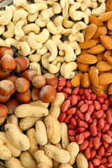assortment of tasty nuts, close up