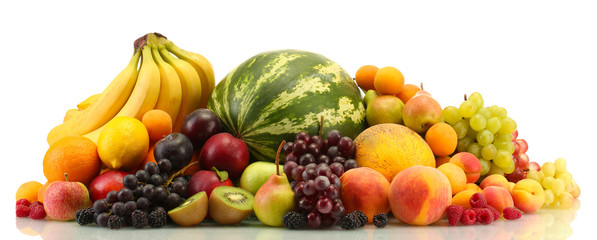 Assortment of exotic fruits isolated on white