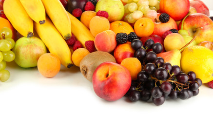 Still life of fruit close-up isolated on white