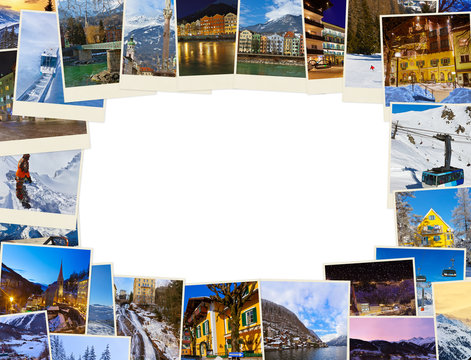 Frame made of mountains ski Austria images (my photos)