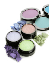 Beautiful bright eye shadows isolated on white