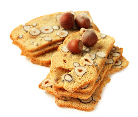 Biscotti with  nuts, isolated on white