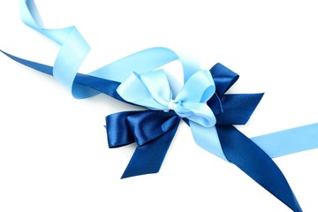 Color gift satin ribbon bow, isolated on white