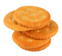 Delicious crackers isolated on white