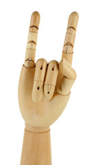 Wooden hand isolated on white