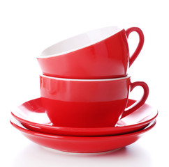 Red cups isolated on white
