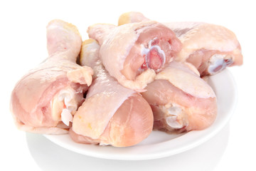 Raw chicken legs isolated on white
