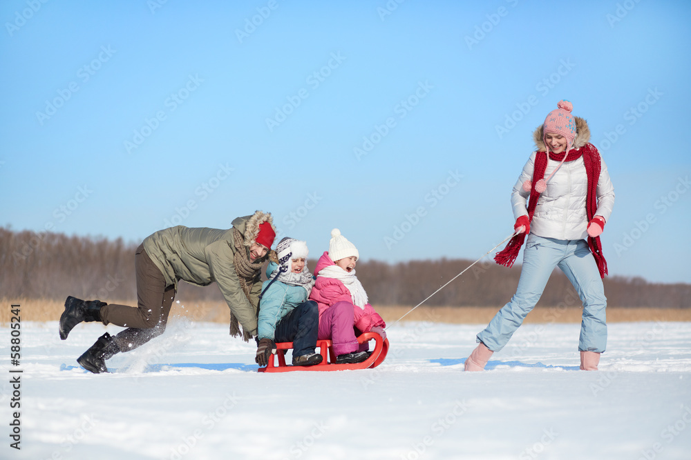 Canvas Prints riding on sledge