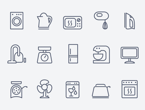 Set of household appliances icons