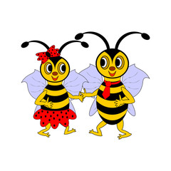 A couple of funny cartoon bees