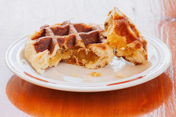 Waffle Filled With Pineapple Jam.