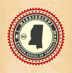 Vintage label-sticker cards of Mississippi