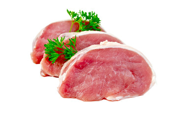 Meat pork slices with parsley