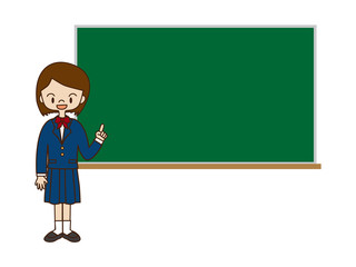 黒板と女子学生