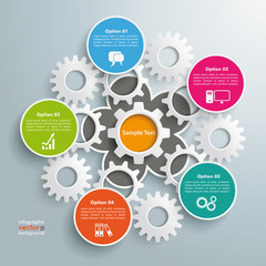 Obraz premium Colored Flower Infographic White Gears