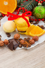 stack of yellow macaroons for christmas