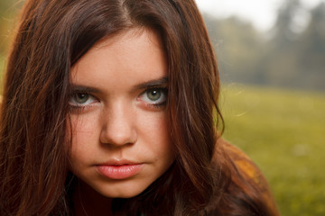 closeup of young female