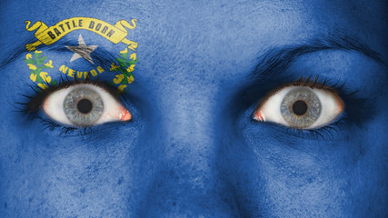 Close up of eyes with flag