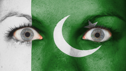 Close up of eyes with flag