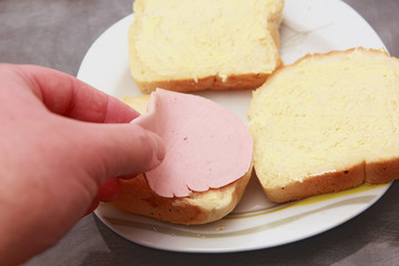 Bread with salami