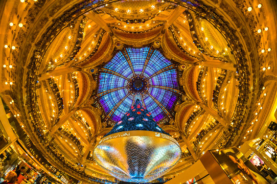 The Christmas Tree At Galeries Lafayette, Paris.