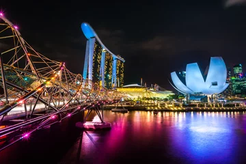 Papier Peint photo autocollant Helix Bridge Marina Bay Sands, Singapour,