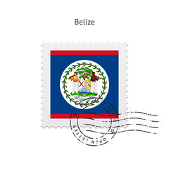 Belize Flag Postage Stamp.
