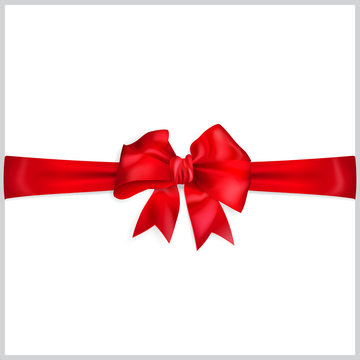 Bow of red horizontal ribbon