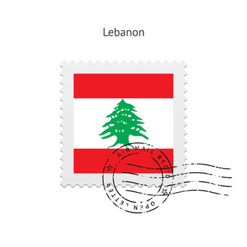 Lebanon Flag Postage Stamp.