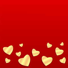 Background Valentine's Day.golden heart on a red background.hear