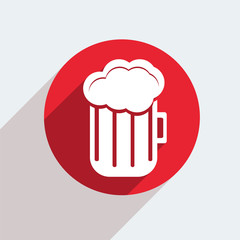 Vector red circle icon  on gray background. Eps10
