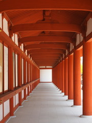 The Corridor of Yakushi-ji Temple in Nara, Japan