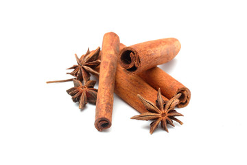 Cinnamon sticks isolated on white background
