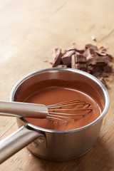 Preparing hot chocolate in a pot