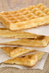 warm waffle on some kitchen paper