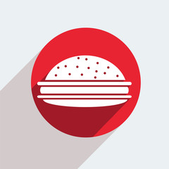 Vector red circle icon  on gray background. Eps10