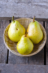 Fresh pears in a basket