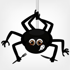 The spider is going dine, vector illustration