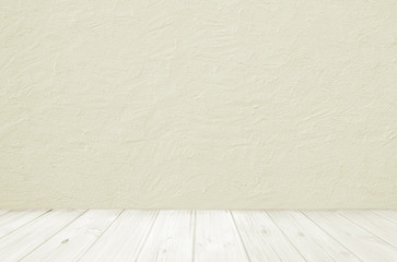 Raumdesign - Holzbohlenboden und Strukturputzwand