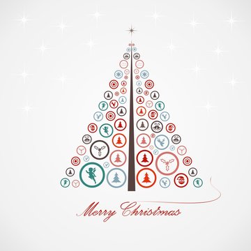 Stylized design Christmas tree with balls