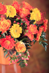 bunch of gerberas and roses