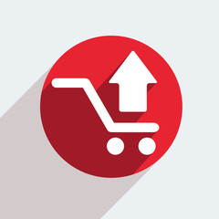 Vector red circle icon  on gray background. Eps10