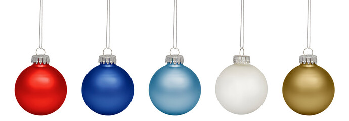Christmas baubles isolated on white