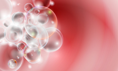 red abstract background with transparent bubbles