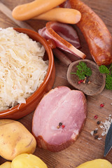 raw meats and cabbage