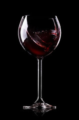 Wave of wine in wineglass