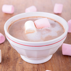 bowl of chocolate with marshmallows