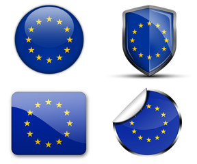 Obraz na płótnie Canvas European Union flag button sticker and badge